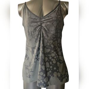 Nike FIT DRY Camisole Tank Top Women’s L Gray Abstract Bubble Print Built-in Bra